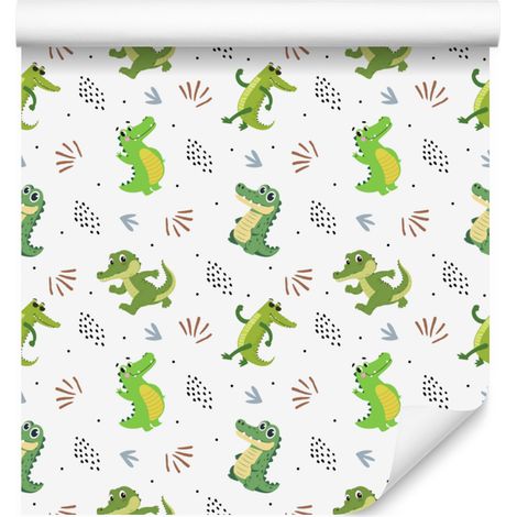 Papier peint crocodile blanc pour salon et chambre 50x1000 cm (1/5)