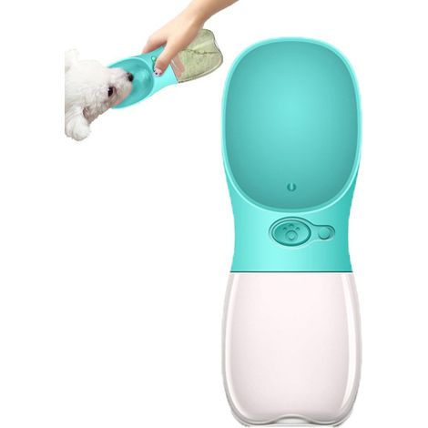 Bouteille d'eau portable pour chien de 550 ml, distributeur d'eau extérieur pour chat, gourde de voyage pour animaux, qualité alimentaire, bleue (1/4)
