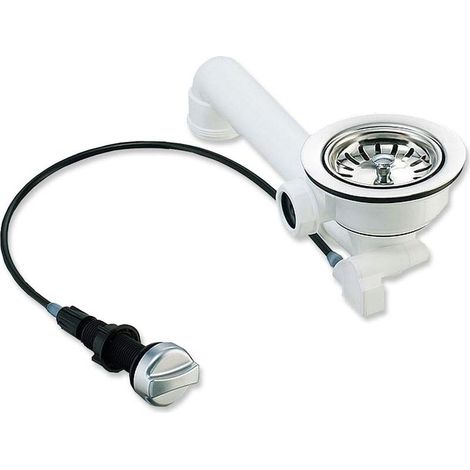 1 - Universelles Ablaufset - Schieberventil - Mit Überlauf - Für Küchenspülen - Silber - 114 mm (1/5)