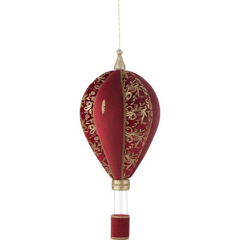 Suspension montgolfière rouge or en polyfoam textile décoratif - Rouge profond et or élégant