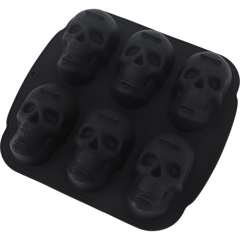 Molde flexible de silicona con forma de calavera para pasteles, ideal para Halloween, galletas, chocolates, caramelos y cubitos de hielo. (1/5)