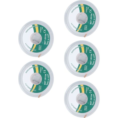 Entlötlitze aus Kupferlegierung, 5er-Packung, Entoxidationslitze ohne Reinigung, absorbiert Lötzinn, Breite 1,5–3,5 mm, für effizientes Entfernen von Lötzinn. (1/5)
