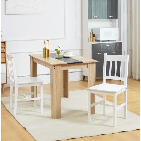 Lot de 2 chaises de salle à manger en bois de pin, 41 x 46,5 x 85,5 cm, blanches HAVRYA (1/5)