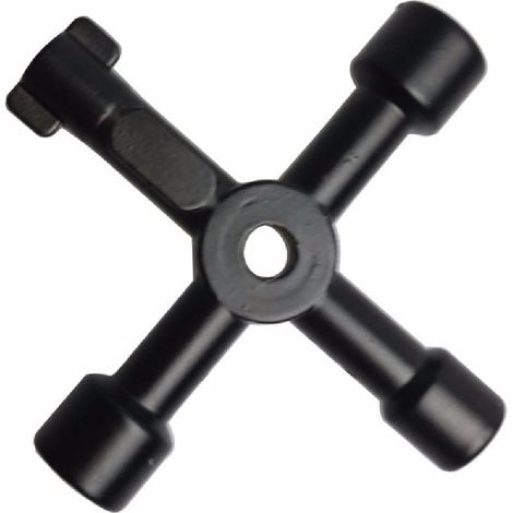 Clé Multifonction 4 Voies - Triangle, Interrupteur de Robinet, Croix Universelle, Passe Partout - Pour Compteur Eau, Radiateurs, Compteurs Gaz, Ascenseurs, Coffret Electrique (1/5)