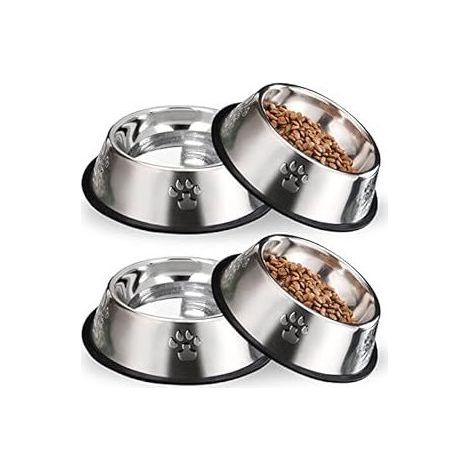 8er-Packung – Edelstahl-Hundenapf – Metall mit rutschfestem Gummiboden – Katzennapf für Futter und Wasser – Geeignet für kleine, mittlere und große Katzen (1/5)