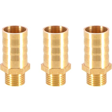 Lot de 3 raccords de tuyau cannelés en laiton coupleur connecteur 16 mm vers 1/4" mâle BSP fileté raccord de mamelon de tuyau adaptateur de tuyau (1/3)