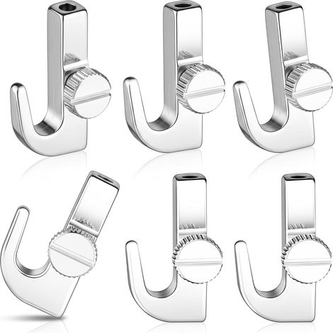 6 Adjustable Hanging Hooks for Photo Frames and Gallery Rail  Strong Zinc Alloy and Copper Adjustable height without tools. Ideal for galleries, offices, home. Pack of 6 hooks (1/5)
