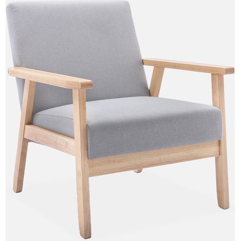Sillón estilo escandinavo de madera y tela