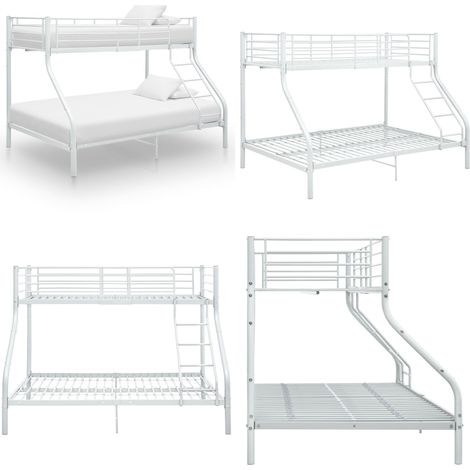 Letto a Castello Bianco in Metallo 140x200 cm/90x200 cm - Letto in Metallo - Letto per Bambini