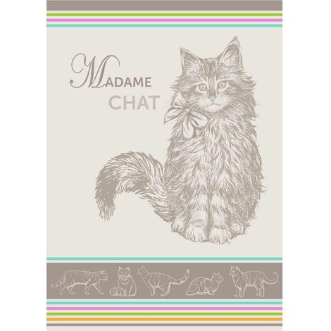 Torchon de cuisine rectangulaire en coton jacquard - chat
