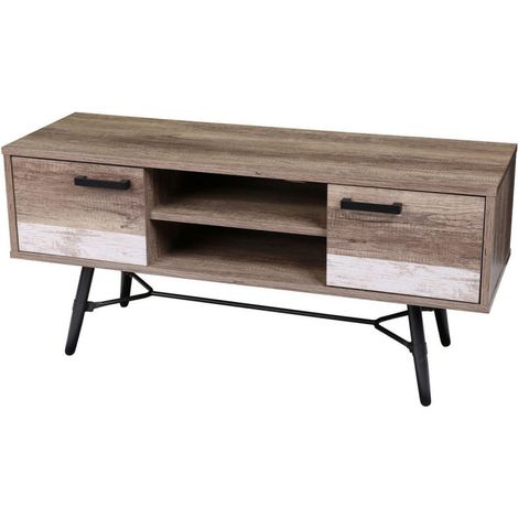 Meuble TV "Brooklyn" - Marron - L 120 x l 39,5 x H 55 cm - Livraison gratuite (1/2)
