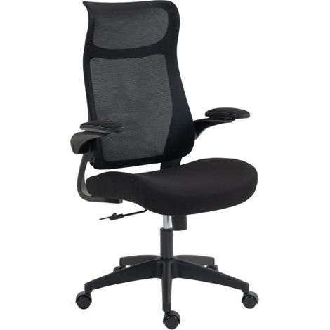 Chaise de bureau ergonomique avec accoudoirs 3D, dossier en maille, dossier en forme de S, appui-tête, fonction d'inclinaison, noire