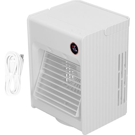 Ventilatore umidificatore a spruzzo oscillante 2 in 1 – Ricarica USB – Bianco – Ufficio