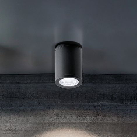 Sole Lampada da soffitto LED tonda in alluminio pressofuso grigio scuro 6W IP54, perfetta per illuminazione architettonica di interni ed esterni (1/2)