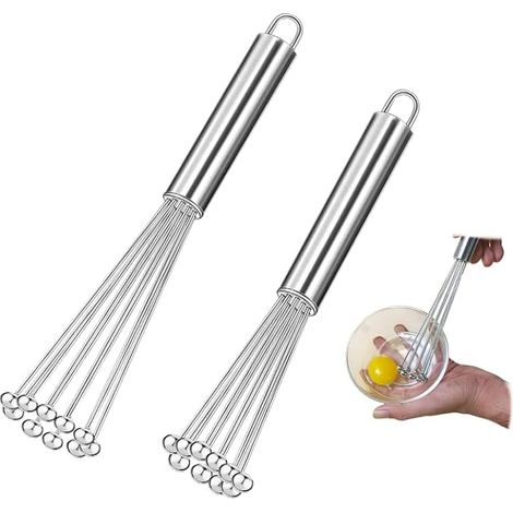 2 Pièces Fouet Cuisine, 31cm Fouet En Acier Inoxydable, Inoxydable Whisk Patisserie, Mélangeur à Main, Pour La Cuisine, Le Mélange Cuisson, Faire Mousser Fouetter La Crème Et Mélanger (1/5)
