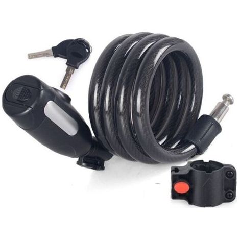 JSSEVN - 120cm long lock - easily relockable without a key - bicycle lock with mounting bracket - spiral lock for bicycles & strollers (1/4)