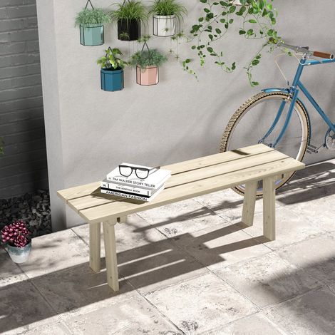 Zweisitzer-Holzbank, Tragkraft 220 kg, Gartenbank für Terrasse, Balkon oder Veranda, 130 x 38 x 45 cm, Naturholz