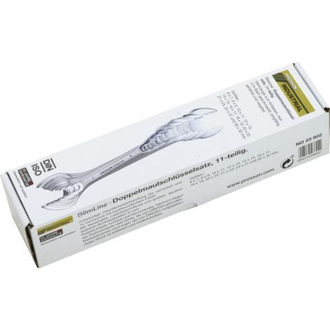 Proxxon Jeu de clés à fourche double, 11 pièces de 6 x 7 à 30 x 32 mm