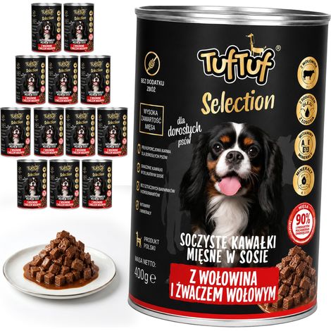 Cibo umido per cani TufTuf Selection al gusto manzo, lattina da 12 x 415 g (1/2)