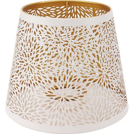 Abat-jour Blanc en Fer avec Motif Fleur Sculpté E27/E26 – Abat-jour Moderne Facile à Installer pour Chambre/Salon (Dimensions: 13x19x15cm) (1/5)