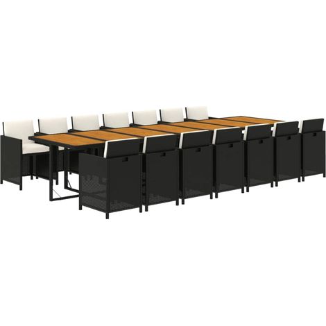 Garden Dining Set  Black table and chair, Cream white cushion vidaXL