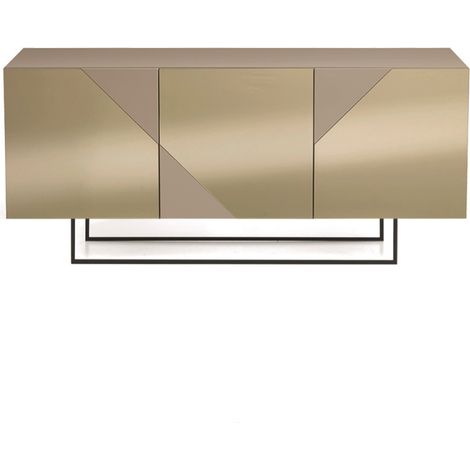 Madia credenza 3 ante in vetro specchio Bronzo e cassa Tortora ARTE 180 con piedini sagomati (1/2)