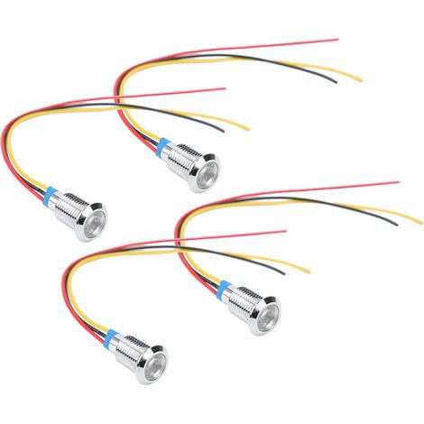 4 jeux de LED rondes précâblées, étanches, en métal, bicolores, anode commune, 3-6 V, 10 mm (rouge et jaune) (1/5)