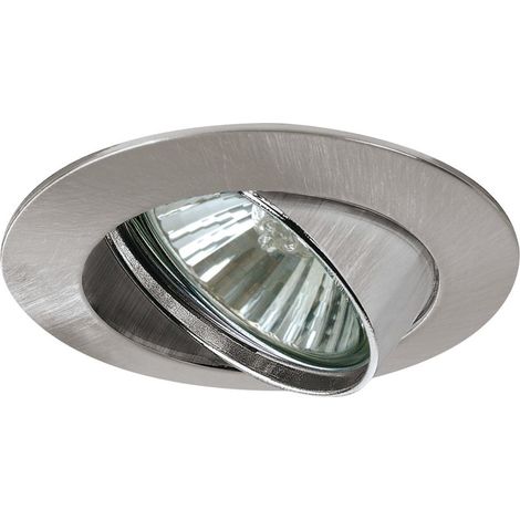 Spot encastré Ø 83mm acier brossé orientable avec lampe halogène 50W GU10 230V Premium PAULMANN 98934 (1/2)