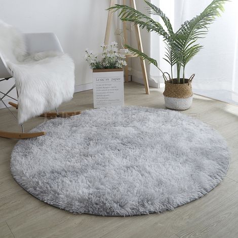 Tapis rond moelleux pour chambre à coucher – Tapis de sol circulaire doux et duveteux, aspect fourrure, antidérapant et décoratif – Tapis Shaggy en peluche – 80 x 80 cm (1/5)