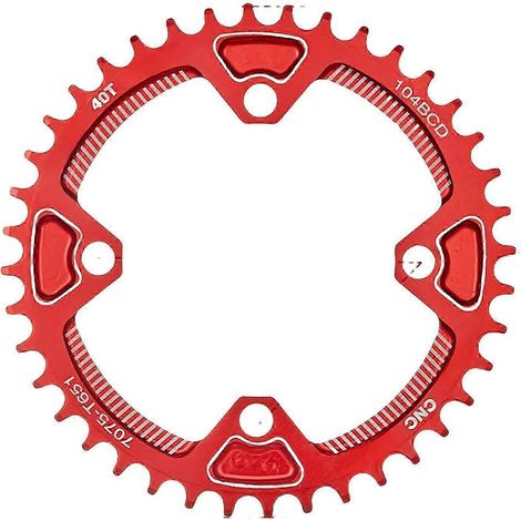 Plateau de pédalier de vélo 104BCD, plateau étroit/large, plateau rond 40T/42T (40T rouge) (1/5)