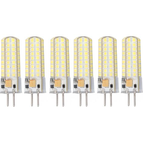 6 bombillas LED GY6.35 de 7 W, 700 lm, luz blanca fría (6000–6500 K), ángulo de haz de 360°, para lámparas colgantes y de techo.