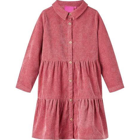 Teenpull – Kinderkleid mit Langen Ärmeln Cord Altrosa 128 (1/5)