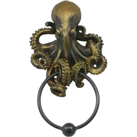 Heurtoir de porte JeiibrZui Skull Krake - Design unique de pieuvre - 13 x 11 cm - 1 pièce - Résine durable - Décoration pour porte d'entrée et intérieur (1/5)