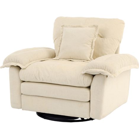 Sillón giratorio 360° oversize en chenilla beige con cojín de apoyo (1/5)