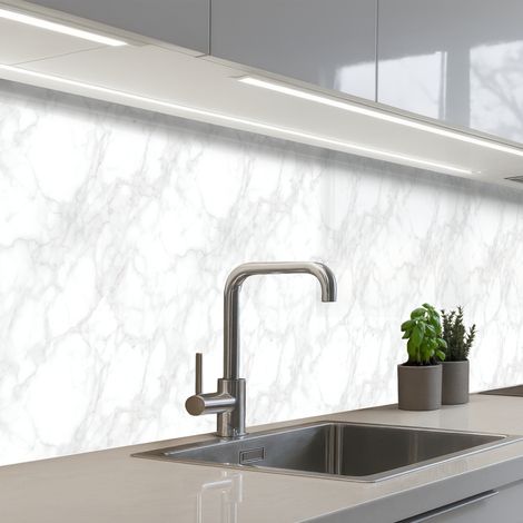SCHIENALI CUCINA Minimalista - Bianco - Grigio venato 300x60 cm (1/5)