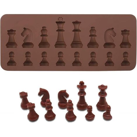 Moule à chocolat en silicone en forme de pièces d'échecs, pour la décoration de gâteaux, résine et fondant (1/5)