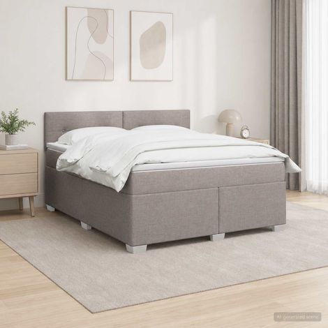 vidaXL Lit boxspring avec matelas Taupe 160 x 200 cm Tissu (1/5)