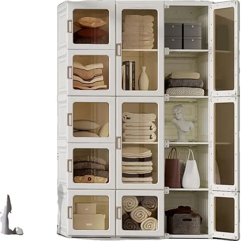 Organizador de armario, montaje rápido, materiales ecológicos, color beige. (1/5)