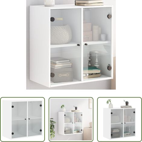 Wandregal - Wandschrank mit Glastüren Weiß 68x37x68,5 cm (1/5)