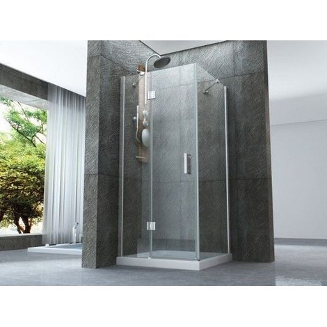Bagno Italia Box Doccia cm 80x100 vetro trasparente cristallo 8 mm porta a battente verso esterno (1/5)