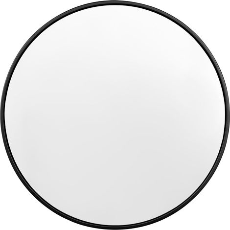 Miroir Rond WOLTU, avec Cadre en Métal Noir, Miroir Mural Décoratif, Verre Clair avec Panneau Arrière en MDF, φ80 cm