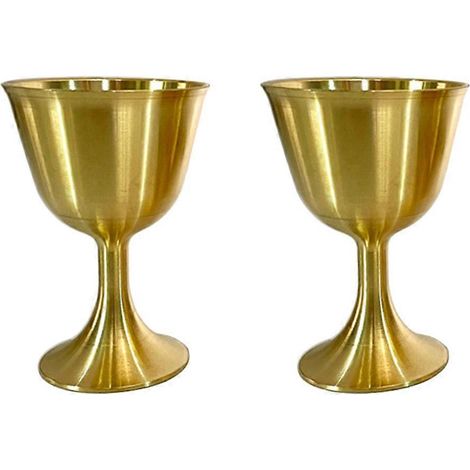 Lot de 2 coupes en laiton, calices décoratifs en métal cuivré, style rétro luxueux, coupes de temple-4.50X3.50X3.50CM-Golden (1/4)
