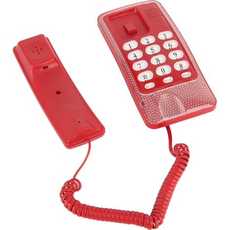 Téléphone mural filaire KXT-438 avec rappel rapide, fonction muet et fonction flash, rouge, pour la maison, l'hôtel, l'école ou le bureau. Idéal pour la maison, l'hôtel, l'école ou le bureau. (1/5)