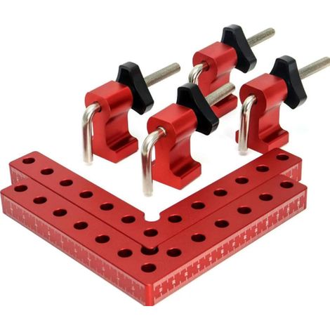 Set aus 2 90°-Positionierwinkeln, Metallwinkelklemmen, Schreinerwerkzeug für Holzbearbeitung, Heimwerken, Basteln (rot) (1/5)