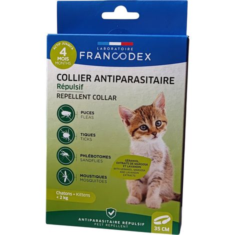 Collier Antiparasitaire Répulsif 35 cm pour chaton moins de 2 kg - Francodex (1/4)