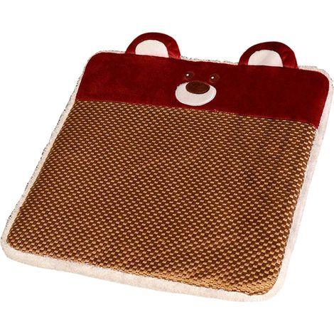 Coussin de chaise d'été en forme de dessin animé, confortable et respirant, tapis en rotin haut de gamme pour bureau, motif petit ours (1/5)