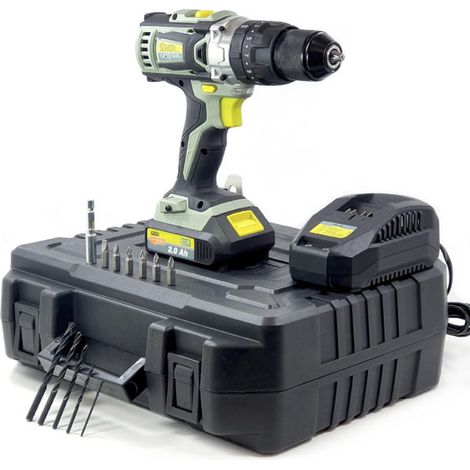 KIT VALIGETTA TRAPANO AVVITATORE KOMBO PRO BATTERIA 20 VOLT 2AH + 13 ACCESSORI (1/5)