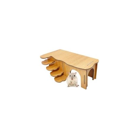 Labirinto in legno per criceti, tunnel, piattaforma, camere multiple, giocattolo esplorativo, habitat D-Crezuo