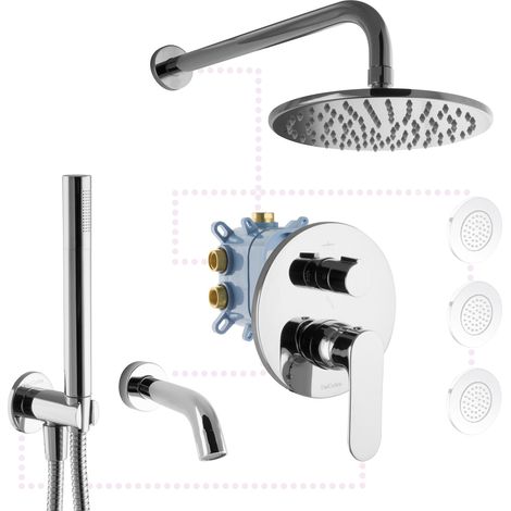 Système de douche PaulGurkes 4 voies SANS buses latérales Ensemble de douche pluie