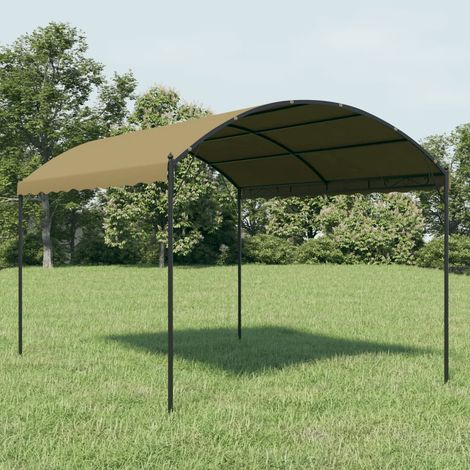 Belvédère de jardin, Belvédère de barbecue, Tonnelle et Pergola de jardin 4x3x2,6 m Taupe 180 g/m² NKK96215 (1/5)
